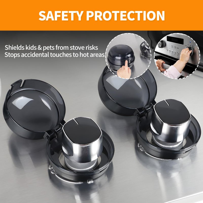 Creztail Gas Stove Knob Covers â€“ Heat-Resistant Baby Proof Stove Knob Covers, Universal Size Gas Stove Knob Locks, Stove Child Proof Knobs with Adhesive, Stove Safety Guard for Kids Toddler Pet(6 Pack) - Image 4
