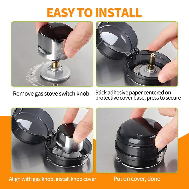 Creztail Gas Stove Knob Covers â€“ Heat-Resistant Baby Proof Stove Knob Covers, Universal Size Gas Stove Knob Locks, Stove Child Proof Knobs with Adhesive, Stove Safety Guard for Kids Toddler Pet(6 Pack) - Image 5