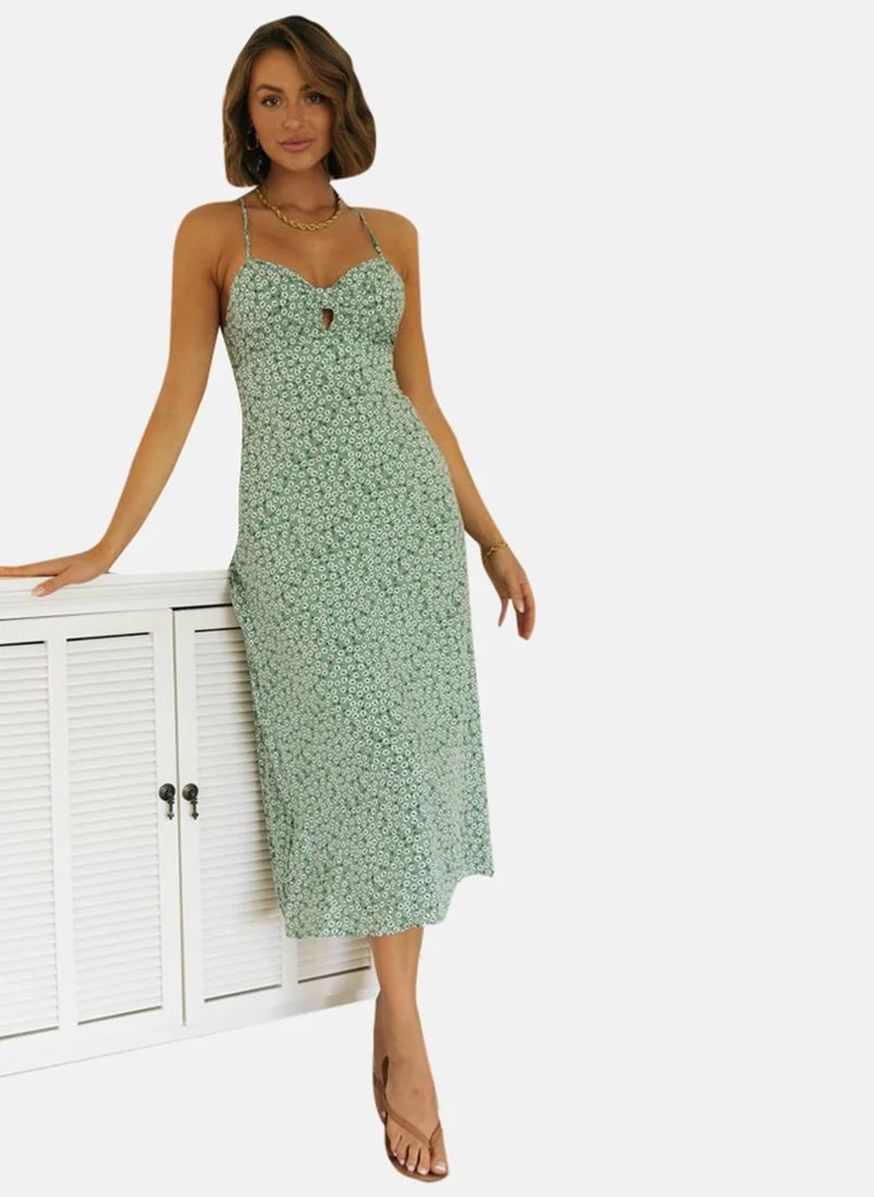 يونيكي Green A-Line Sweetheart Neck Printed Dress