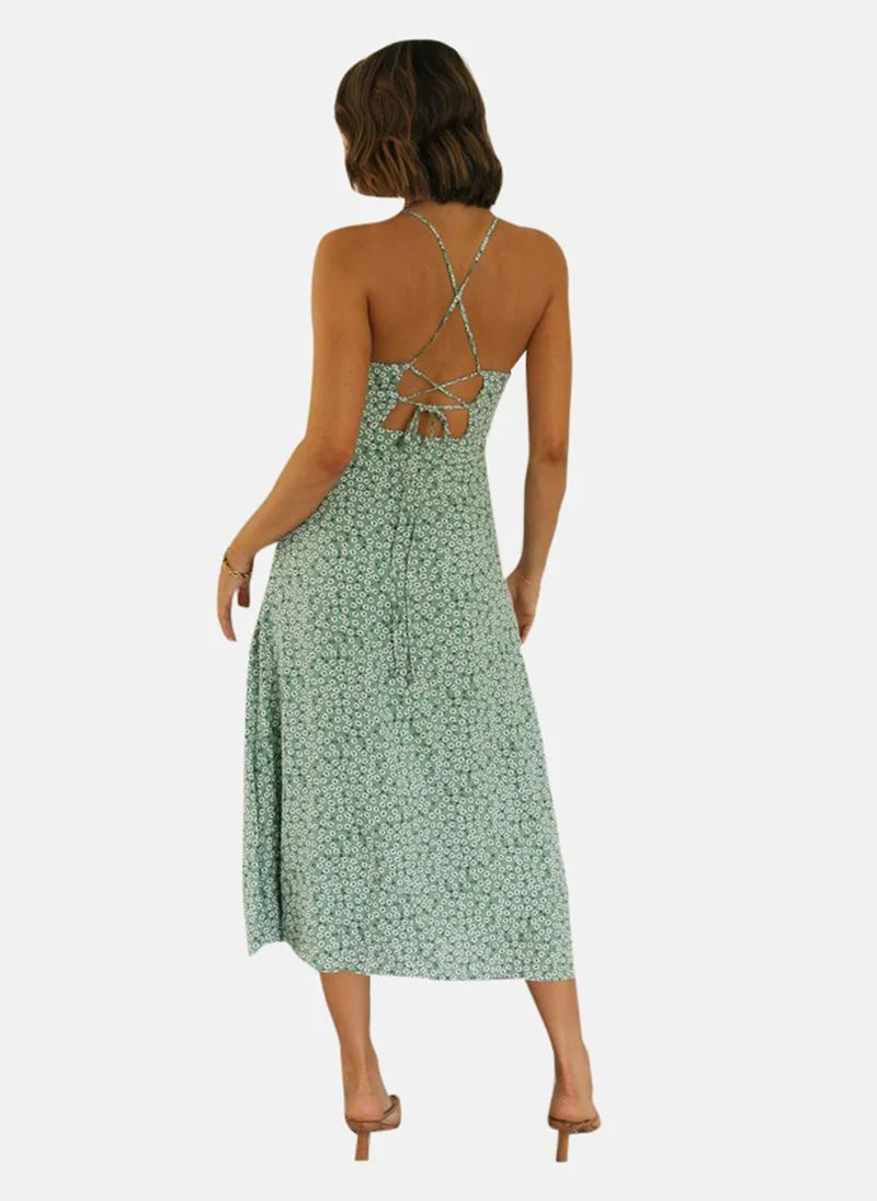يونيكي Green A-Line Sweetheart Neck Printed Dress
