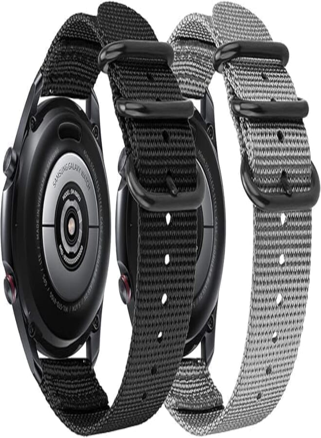 Next store 22mm Nylon Sport Band Compatible with Samsung Galaxy Watch 3 45mm / Galaxy Watch 46mm / Gear S3 Classic Frontier Nylon Replacement Strap (2 Pack)