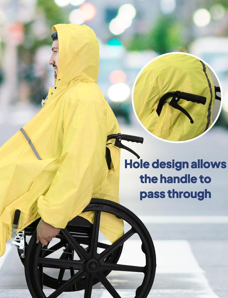 Anyoo Wheelchair Waterproof Poncho with Hood Reusable Cover Lightweight Poncho Cloak perfect for Adult - Image 4