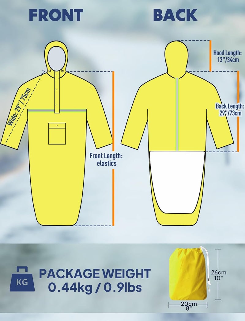 Anyoo Wheelchair Waterproof Poncho with Hood Reusable Cover Lightweight Poncho Cloak perfect for Adult - Image 2