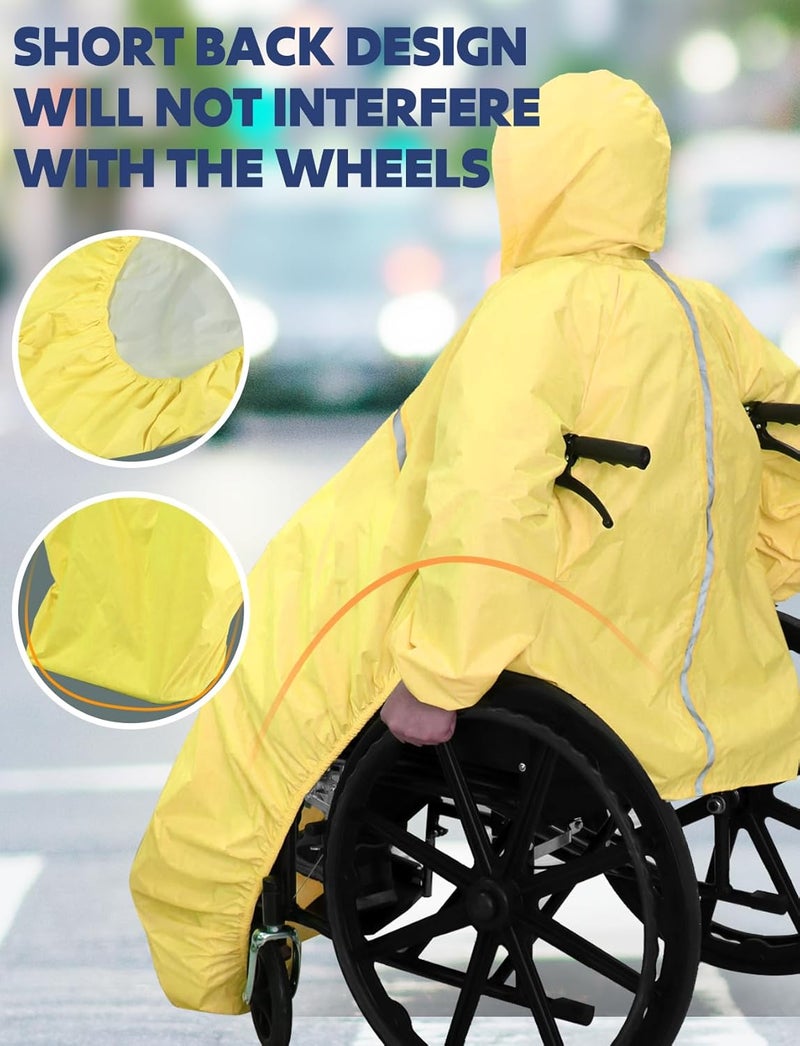 Anyoo Wheelchair Waterproof Poncho with Hood Reusable Cover Lightweight Poncho Cloak perfect for Adult - Image 5