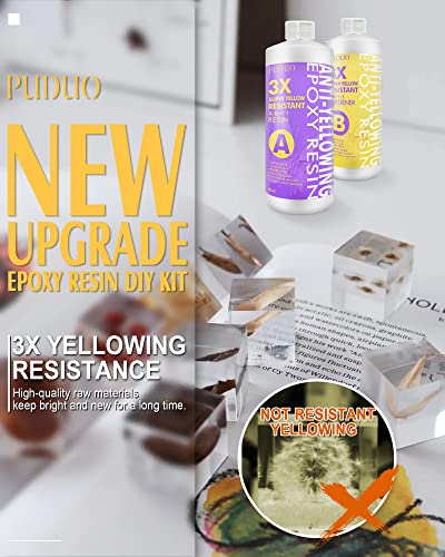 Puduo Resin Epoxy Kit 16OZ, Crystal Clear Epoxy Resin with Super Anti-Yellowing for Art, Jewelry Making, Casting, Silicone molds, Color pigments, Craft Resin epoxy Resin - Image 2