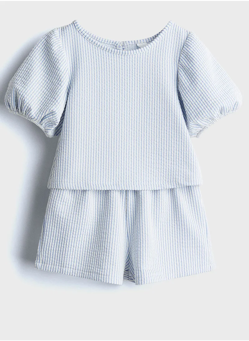 اتش اند ام Kids Button Ruffle Top & Pants Set