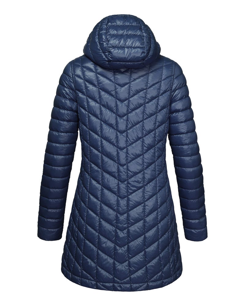 Outdoor Ventures Women's Maryan Hooded Ultra Lightweight Warm Thermolite Long Puffer Coat - Image 3