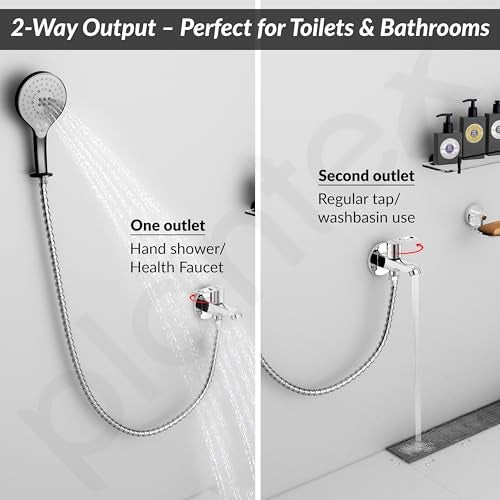 Plantex Pure Brass 2 in 1 Tap for Washing Machine/2-Way Bib Cock for Bathroom with Brass Wall Flange & Teflon Tape - (Chrome) - Image 4