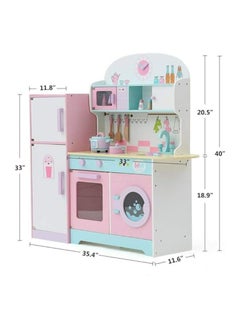 AL BADER Wooden Kitchen Toy With Oven and Cook Food Toys Set And Ice Maker, Large wooden kitchen with Storage places, Interactive Brand Play Kitchen for Girls & Boy 3-10 Years (Colorful, 89*29*101)  - Image 5