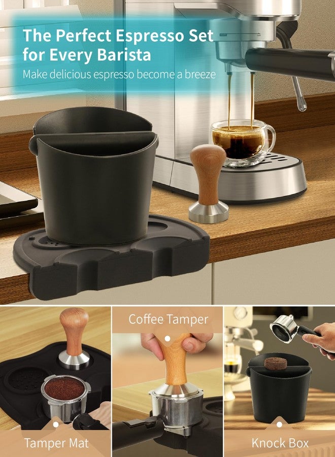 Gevi 3pcs Espresso Machine Accessories Set, Coffee Tamper, Knock Box, Tamper Mat, Silicone Pad, Espresso Dump Bin for Milk Coffee Cappuccino for Home Office - Image 2