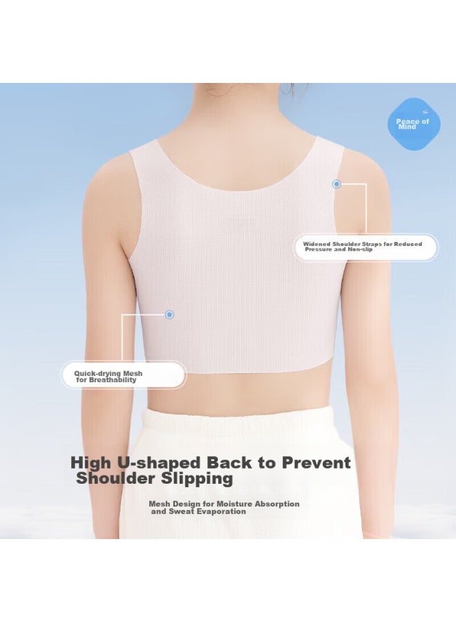 Mei Ya Ting ملابس داخلية للفتيات من ميياتينغ، حمالة صدر تدريب البلوغ للفتيات من 9-12 سنة، قميص داخلي لطلاب المدارس المتوسطة والابتدائية، حمالة صدر للأطفال، مجموعة من قطعتين، مقاس L - Image 5