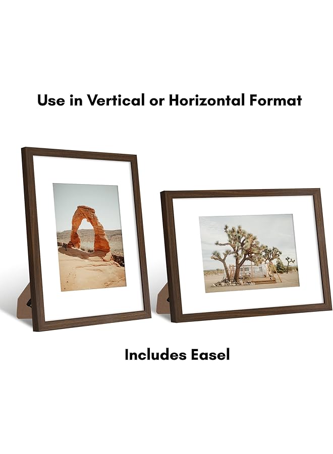 إيروريكس إطار صورة مقاس 9 × 12 مع زجاج مقاوم للكسر يمكن استخدامه كإطار مقاس 6 × 8 مع حصيرة أو إطار مقاس 9 × 12 بدون حصيرة إطار صورة من مجموعة Signature لعرض الطاولة والجدار لون الجوز - Image 5
