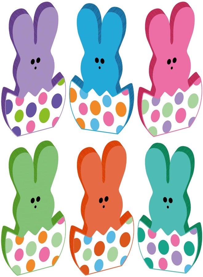 SZTZPW 6pcs Peeps Easter Decorations for Home Wood Table Decorations 2.7x3.9inch Cute Double-sided Easter Bunny Egg Centerpieces for Tables Blue Multicolor Spring Wood Tiered Tray Decor - Image 1