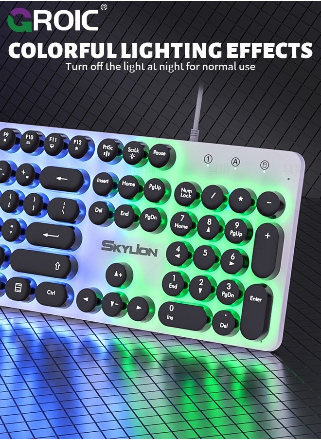 GROIC Gaming Keyboard and Mouse Set, LED Backlit Mechanical Feel Business Office Keyboard Colorful Breathing Backlit Gaming Mouse for Working or Primer Gaming, Office Device  - Image 4