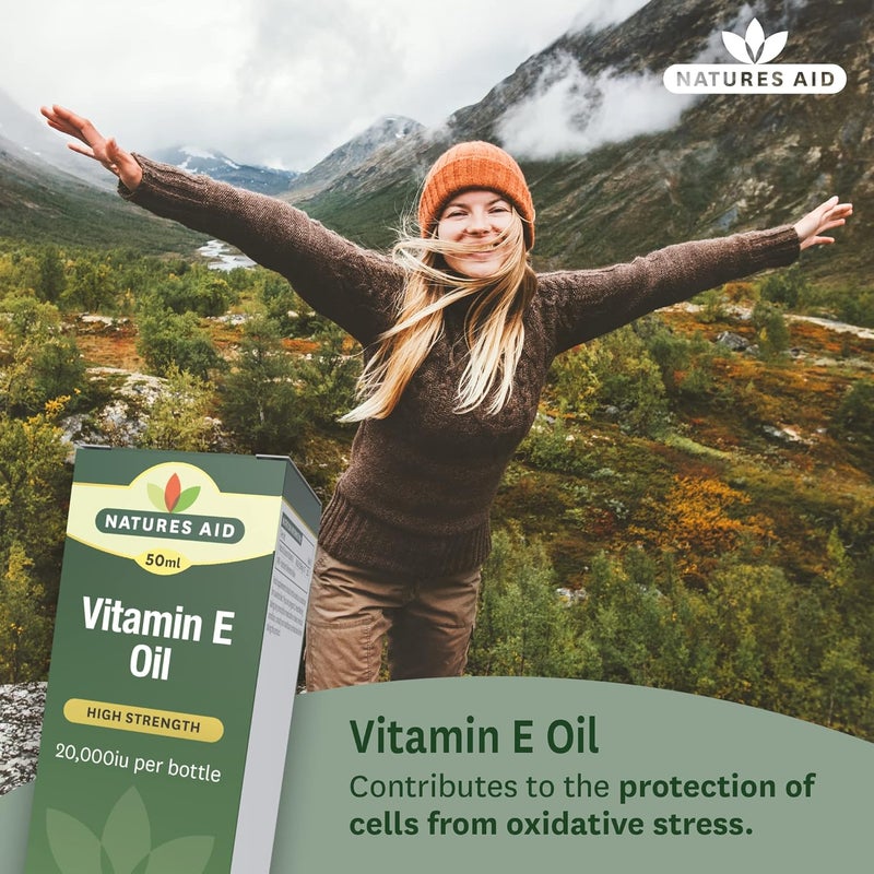 Natures Aid Vitamin E Oil 20000iu 50ml Natural Source Antioxidant for Skin Cells High Strength Vegan NonGMO GlutenFree Supports Healthy Skin Tone Cardiovascular Health - Image 2