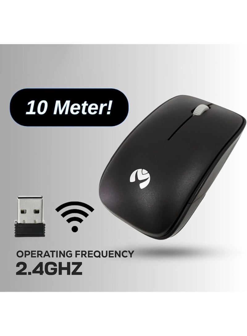 طقم لوحة مفاتيح وماوس لاسلكي MIKUSO KB-C017، بتردد 2.4 جيجاهرتز، لوحة مفاتيح مدمجة بـ 78 مفتاحًا، ماوس بصري بدقة 1200 نقطة في البوصة، مستقبل USB، مدى يصل إلى 10 أمتار، يعمل مباشرةً بمجرد التوصيل مع أنظمة ويندوز وماك. - Image 2