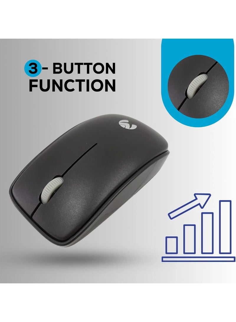 طقم لوحة مفاتيح وماوس لاسلكي MIKUSO KB-C017، بتردد 2.4 جيجاهرتز، لوحة مفاتيح مدمجة بـ 78 مفتاحًا، ماوس بصري بدقة 1200 نقطة في البوصة، مستقبل USB، مدى يصل إلى 10 أمتار، يعمل مباشرةً بمجرد التوصيل مع أنظمة ويندوز وماك. - Image 4