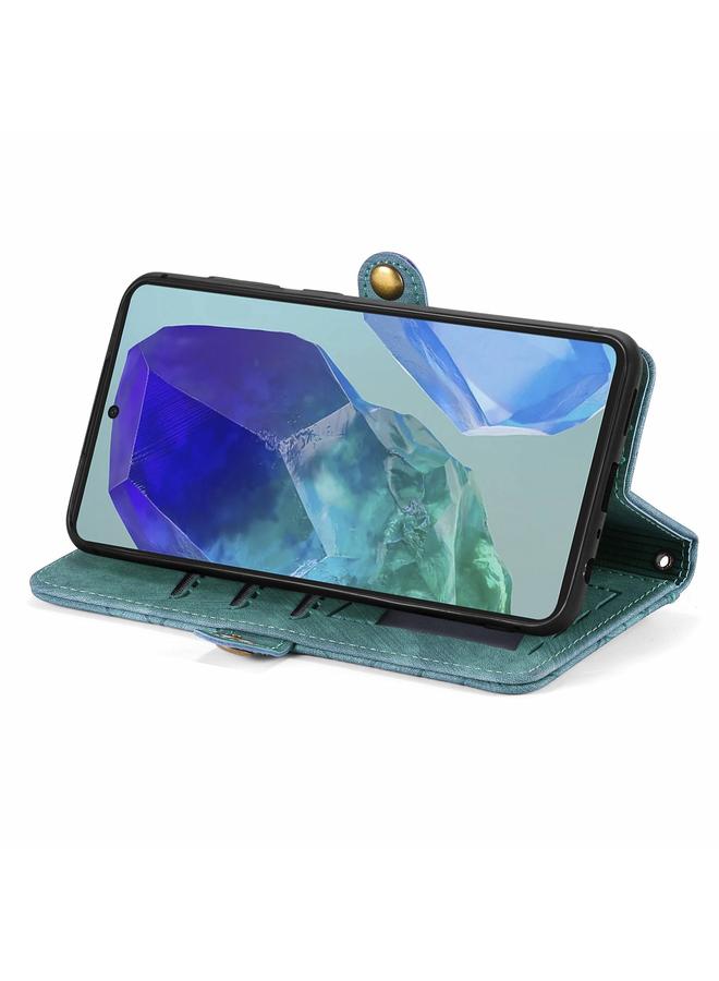 إيروريكس جراب لهاتف Samsung Galaxy M55 بتصميم هندسي وسحاب ومشبك جانبي من الجلد - Image 4