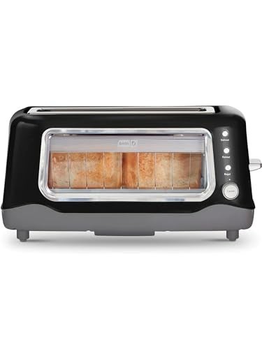 DASH Clear View Toaster - Compact Design with 7 Browning Levels & Clear-View Window, Extra-Wide Slot Large Toaster, 1-Touch Defrost, Reheat & Bagel Functions - Easy Clean Up Crumb Tray (Black) - Image 1