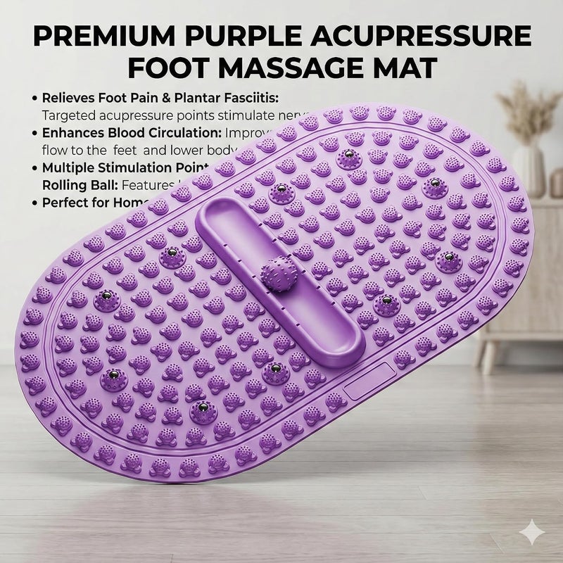 Pressure Point Massage Pad with Soft Silicone Surface – Non-Slip Yoga Mat for Home & Fitness, 75cm x 45cm Purple - Image 3