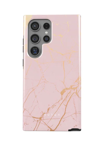 BURGA Samsung Galaxy S24 Ultra Case, 2 Piece Hard Shell + TPU Silicone Interior, Shock Absorption, All Port Accessible, Raised Bezel For Screen & Camera Protection, Never Fading HQ Print,Peachy Gold