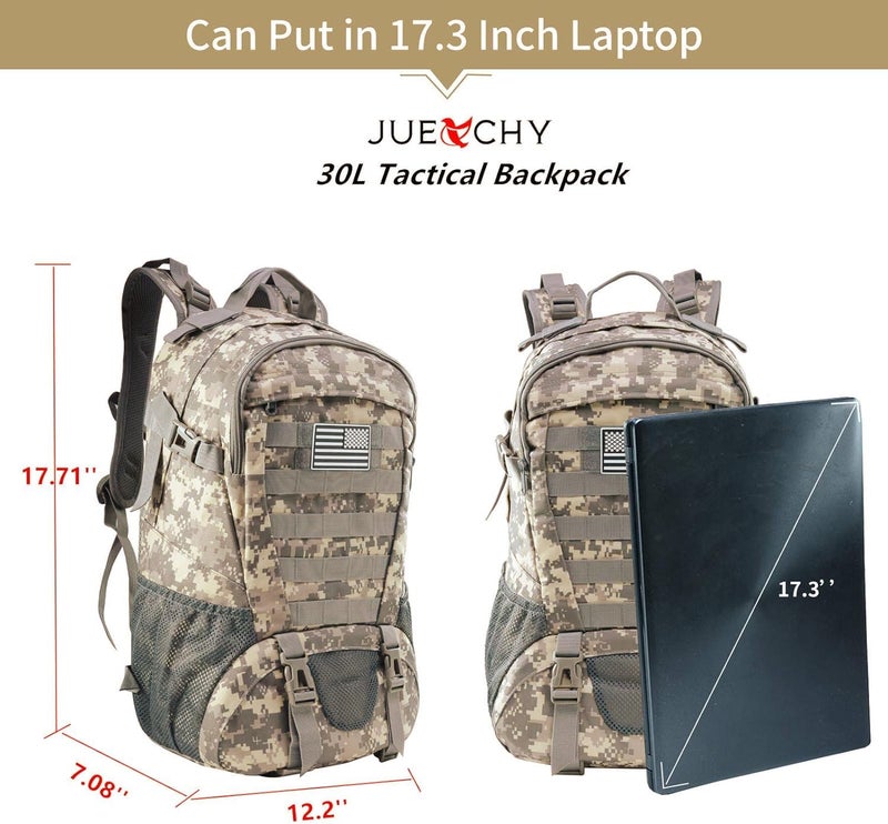 Jueachy Tactical Backpack for Men Hunting Backpack EDC Rucksack Military Hiking Camping Daypack with USA Flag Patch - Image 2