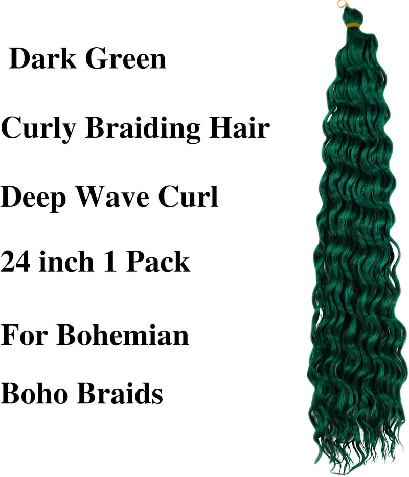 Leticia Braiding Turquoise Green Hair Pre Stretched Curly Deep Wave Boho Braiding Hair Ez Braid Hair Extensions Colorful Synthetic Braids Boho Braiding Hair Green- - Image 4