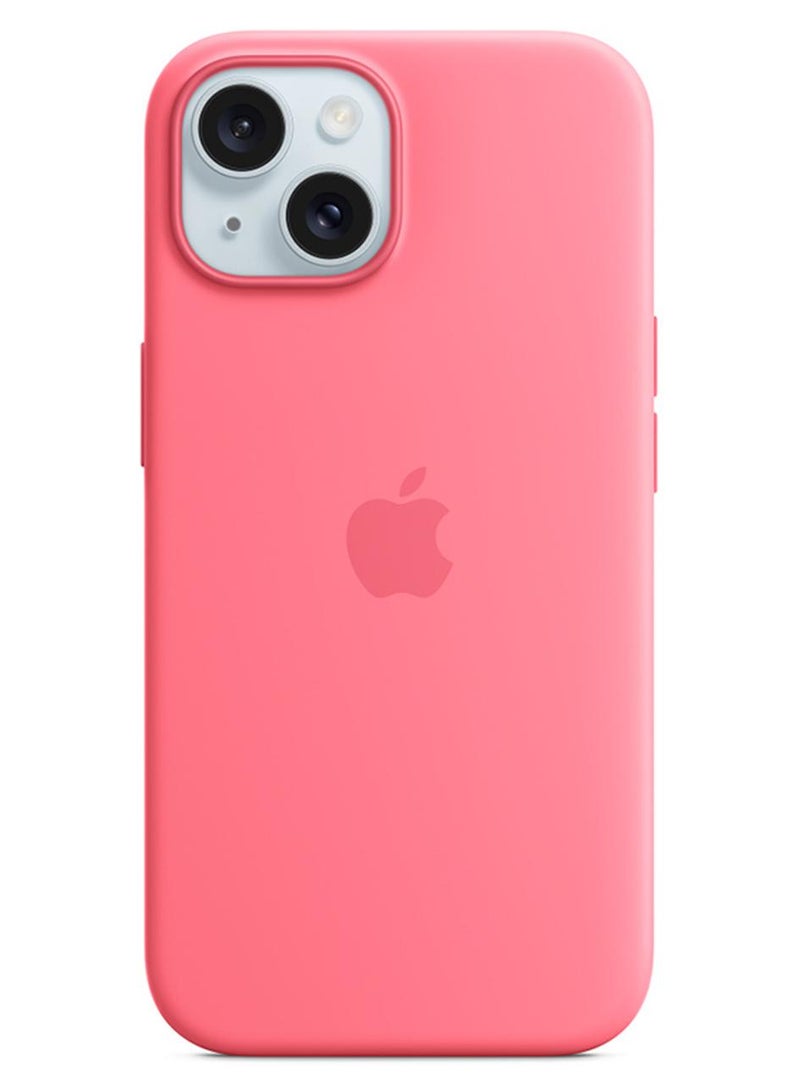 ابل  غطاء سيليكون لهاتف iPhone 15 Plus مع MagSafe باللون الوردي - Image 1