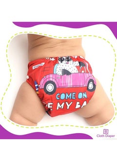 BEMBIKA Cloth Diapers For Babieswashable Reusable Cloth Diaper Ll Sizes Adjustable With 5 Layer Bamboo Charcoal Insert (Driving Cat)  - Image 4