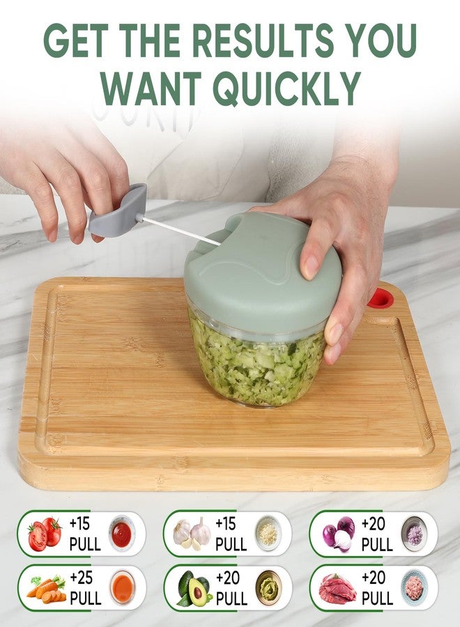 LGURT Manual Food Chopper Vegetable Chopper, 500ML Garlic Mincer Hand Pull String Onion Cutter for Veggies, Meat, Ginger, Peppers, Fruits, Nuts, Herbs(Green) - Image 3