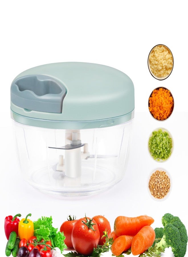 LGURT Manual Food Chopper Vegetable Chopper, 500ML Garlic Mincer Hand Pull String Onion Cutter for Veggies, Meat, Ginger, Peppers, Fruits, Nuts, Herbs(Green) - Image 1