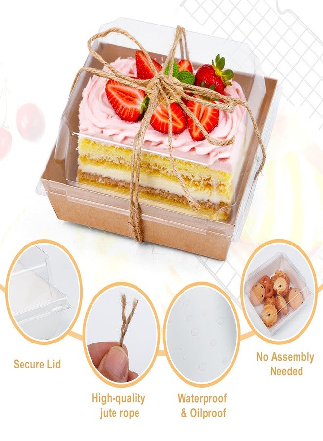 Xvvirnt 100 Pack Charcuterie Boxes with Clear Lids,5.3"×4.9"×2.36" Mini Charcuterie Box,Disposable Food Containers,Disposable Paper Dessert Boxes for Sandwiches,Cookie,Cake Slice(50 Brown & 50 White) - Image 4