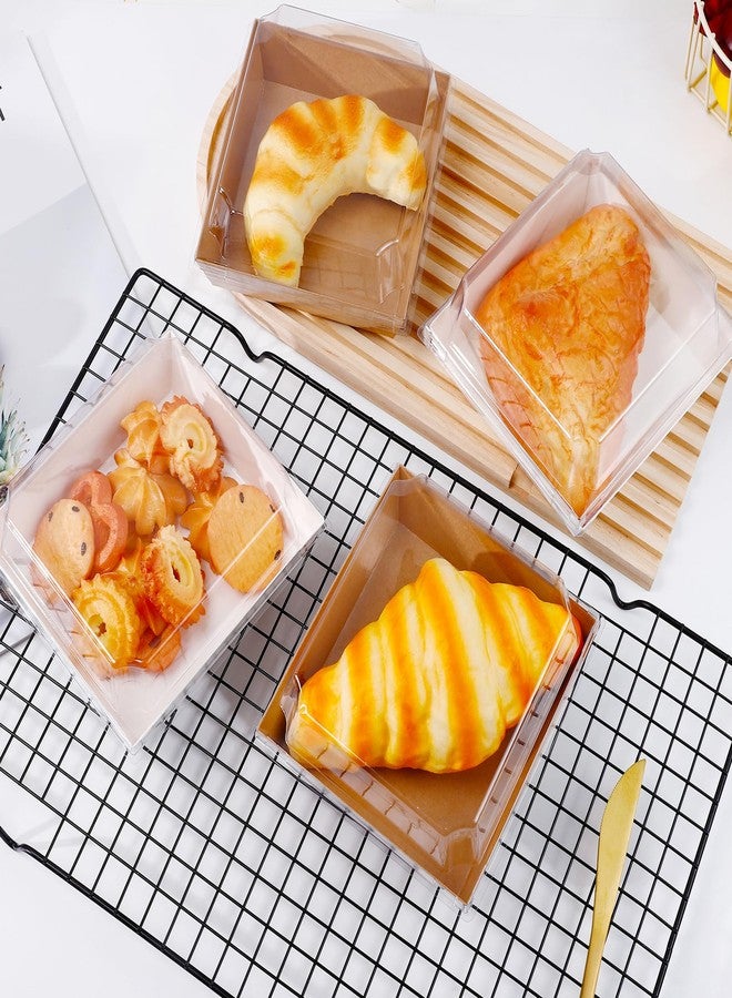 Xvvirnt 100 Pack Charcuterie Boxes with Clear Lids,5.3"×4.9"×2.36" Mini Charcuterie Box,Disposable Food Containers,Disposable Paper Dessert Boxes for Sandwiches,Cookie,Cake Slice(50 Brown & 50 White) - Image 5