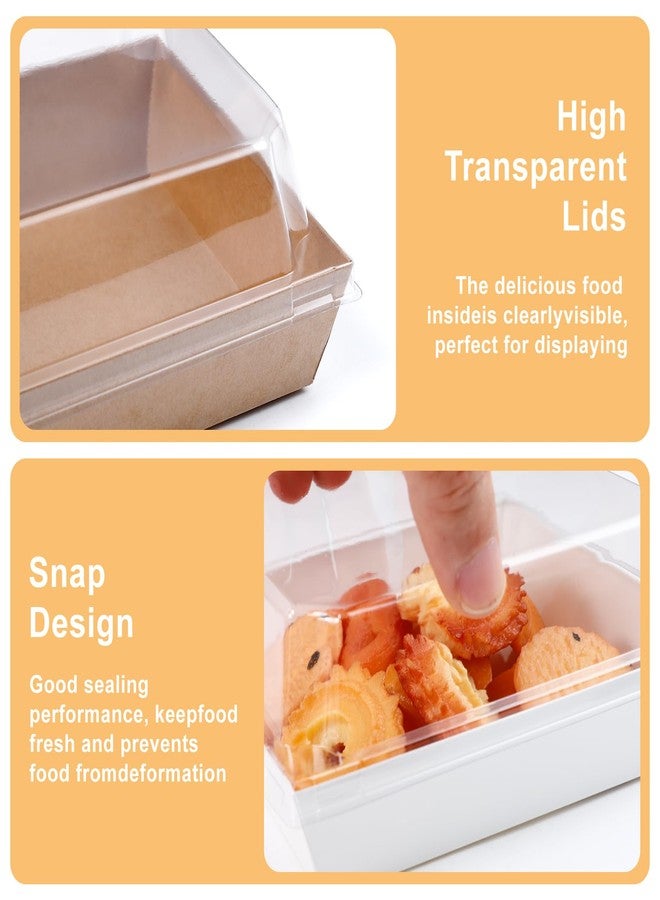 Xvvirnt 100 Pack Charcuterie Boxes with Clear Lids,5.3"×4.9"×2.36" Mini Charcuterie Box,Disposable Food Containers,Disposable Paper Dessert Boxes for Sandwiches,Cookie,Cake Slice(50 Brown & 50 White) - Image 3
