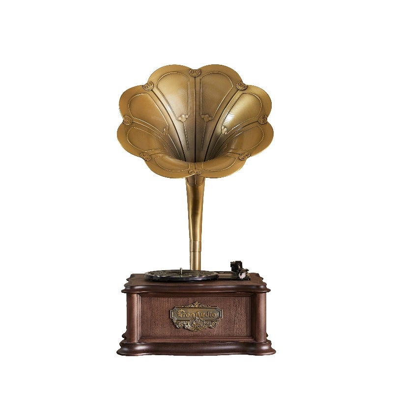 Tang Dian Gramophone Lp Old Record Player European Style Home Accessories Living Room Creative Copper Wood Art Ornaments Audio - Image 1
