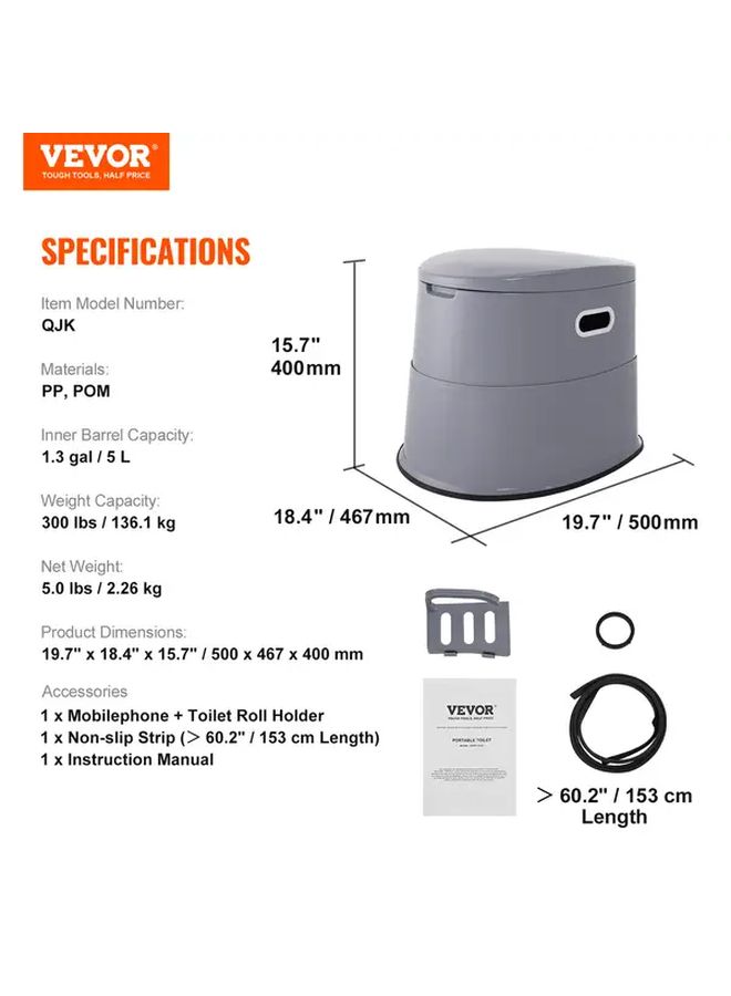 Portable Toilet for Camping 2850g Detachable Inner Bucket with Dual Lids Removable Paper Holder Commode for Outdoor Travel Adults Kids Car Long Road Trips - Image 5