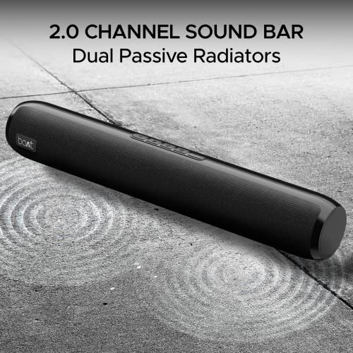 boAt بار قارب أافانتي 610، 25 واط صوت مميز، 2.0 قناة مع مشعات سلبية مزدوجة، بطارية 7 ساعات، تصميم أنيق، اتصال متعدد، شريط صوت بلوتوث، مكبر صوت شريط الصوت (أسود فحمي) - Image 4