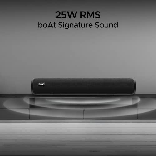 boAt بار قارب أافانتي 610، 25 واط صوت مميز، 2.0 قناة مع مشعات سلبية مزدوجة، بطارية 7 ساعات، تصميم أنيق، اتصال متعدد، شريط صوت بلوتوث، مكبر صوت شريط الصوت (أسود فحمي) - Image 3