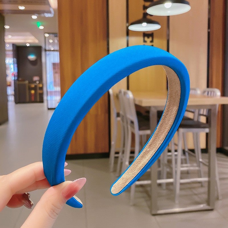 Loquat New Year Festive High Cranial Top Retro Red Hair Band Womens Korean Hair Accessories Internet Celebrity Pressed Hair Band Wide Edge Hair Card Headwear 7# dark blue wide body sponge hairband