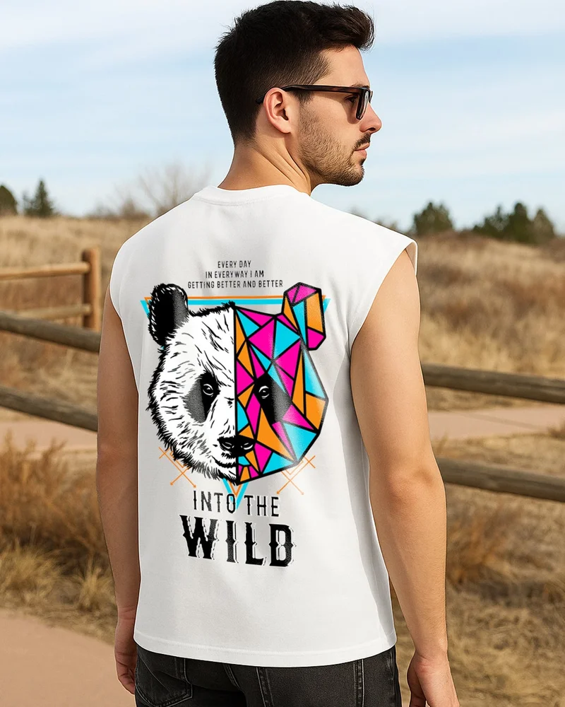 بيواكوف صديري رجالي أبيض مطبوع برسومات بقصة واسعة