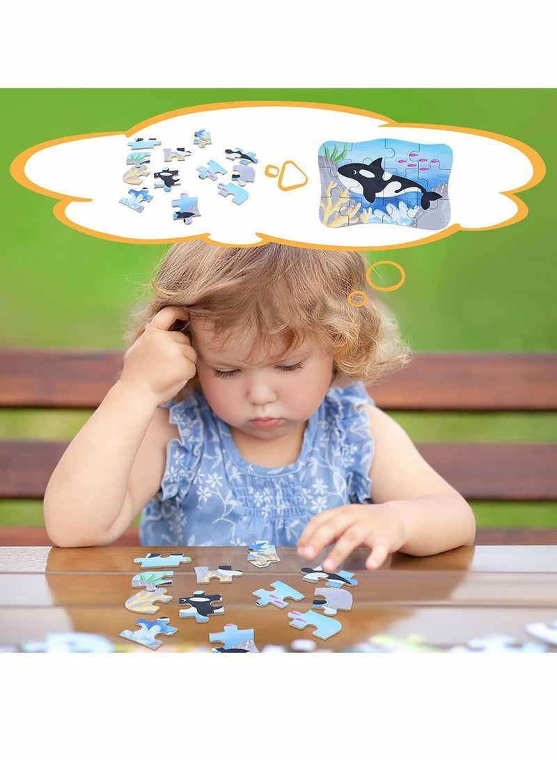 Sea Animal Puzzles for 3 4 5 6 Year Olds, 5-in-1 Jigsaw with Iron Box Storage, Puzzle Toys Gifts Boys, Girls, Kids and Children (Sea Puzzles) - Image 4