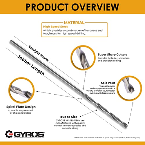 GYROS 12 PCS #70 Micro Drill Bit Set – Small Drill Bits for Jewelry, Plastic, Resin, & Soft Metal – High-Speed Steel Wire Gauge Mini Twist Drill Bit Set for Pin Vise Hand Drill & Rotary Tool - Image 2