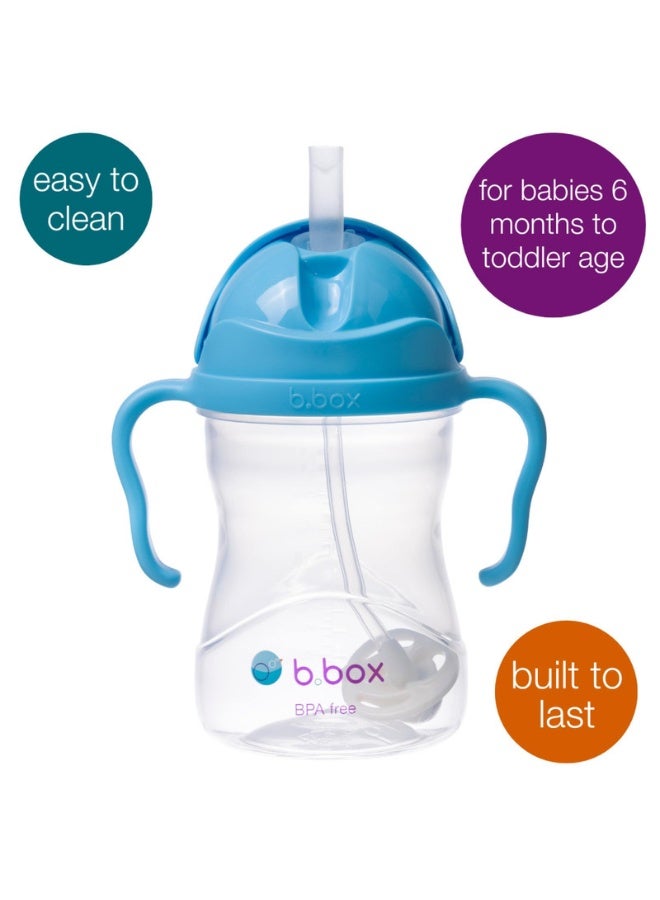 b.box Sippy Cup, Drink from any Angle, Fliptop, Weighted Straw, Leak Proof & Easy Grip, BPA Free, Dishwasher safe, From 6m+, 240ml/8 oz (Blueberry)  - Image 2