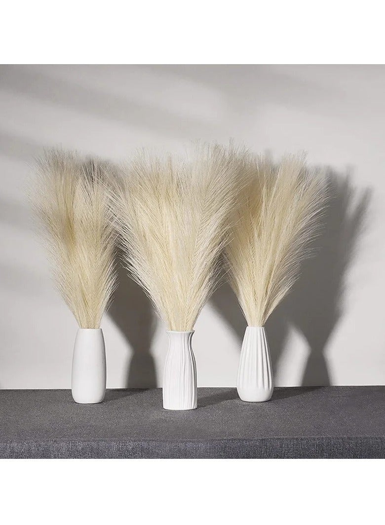 AROAQ Artificial Fluffy Pampas Grass, Elegant Fake Flower Boho Decor, Durable Artificial Flowers For Vase Filler Farmhouse Diy Room Home Wedding Decor, Light brown 10pcs  - Image 3