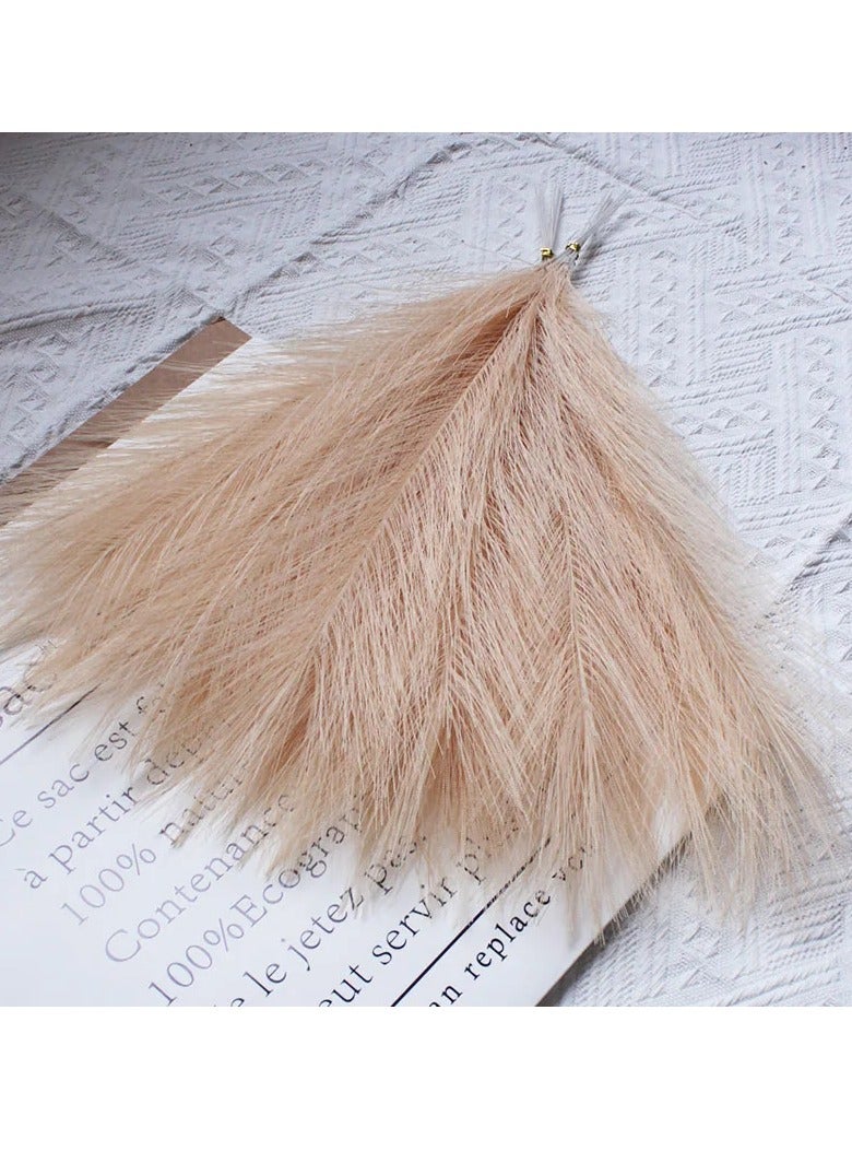 AROAQ Artificial Fluffy Pampas Grass, Elegant Fake Flower Boho Decor, Durable Artificial Flowers For Vase Filler Farmhouse Diy Room Home Wedding Decor, Light brown 10pcs  - Image 1