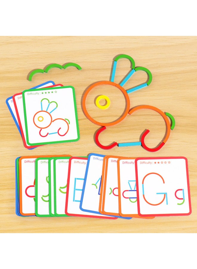 Children's Educational Logic Training Puzzle Ring Game Early Education Wooden Puzzle Hand-eye Coordination Nursery School-Color:Creative Bars And Rings  - Image 3
