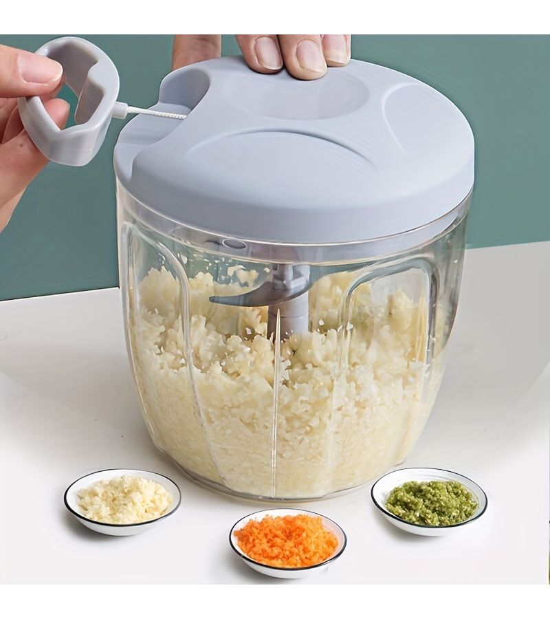 Vegetable Chopper Manual Food Cutter 500ml Blue Multifunctional Garlic Masher Meat Grinder Kitchen Gadgets - Image 1