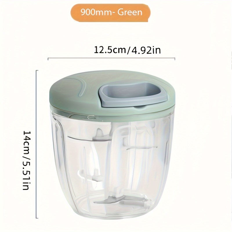 Vegetable Chopper Manual Food Cutter 500ml Blue Multifunctional Garlic Masher Meat Grinder Kitchen Gadgets - Image 3