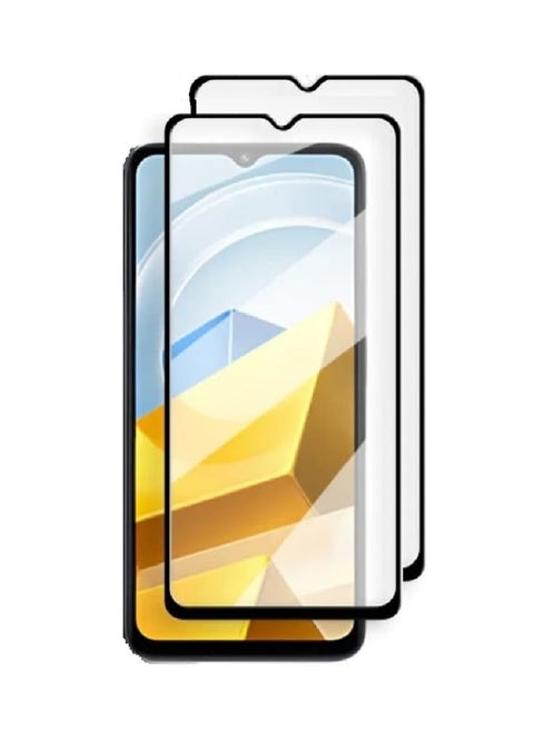 2 Pieces Tempered Glass Screen Protector 5D Designed For Xiaomi Poco M5 Full Glue Edge to Edge Full Screen Coverage And Bubble Free