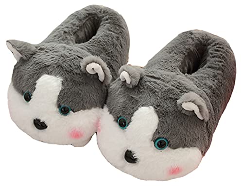 YILANLAN Cute Pig Cartoon Animal Home Furry Slippers - Warm Winter Slippers (5.5, Grey) - Image 1